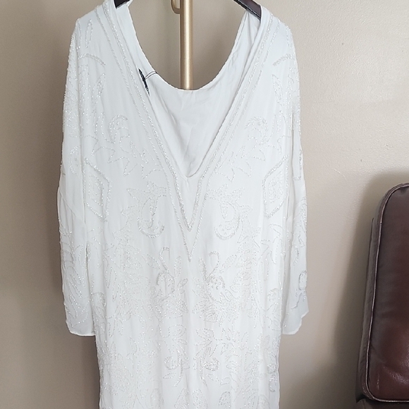 Zara White Dress with Silver Embroidery - Picture 9 of 10